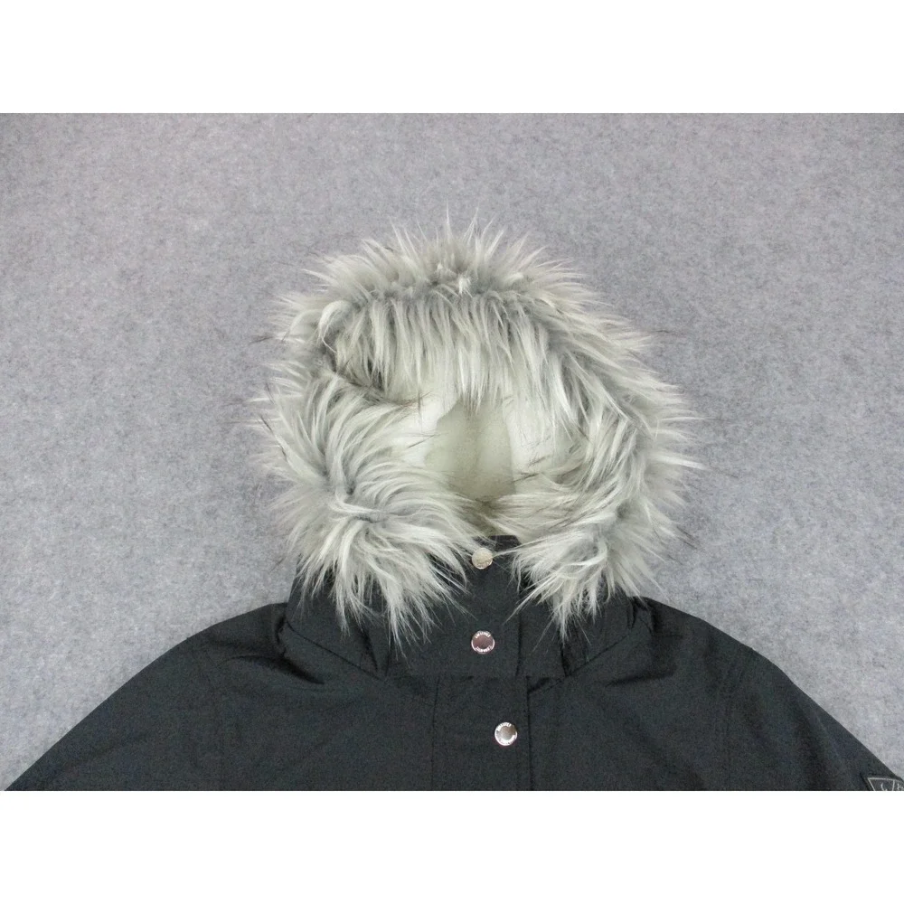 Hollister Jacket Womens Small Black All Weather Faux Fur Trim Lined Coat